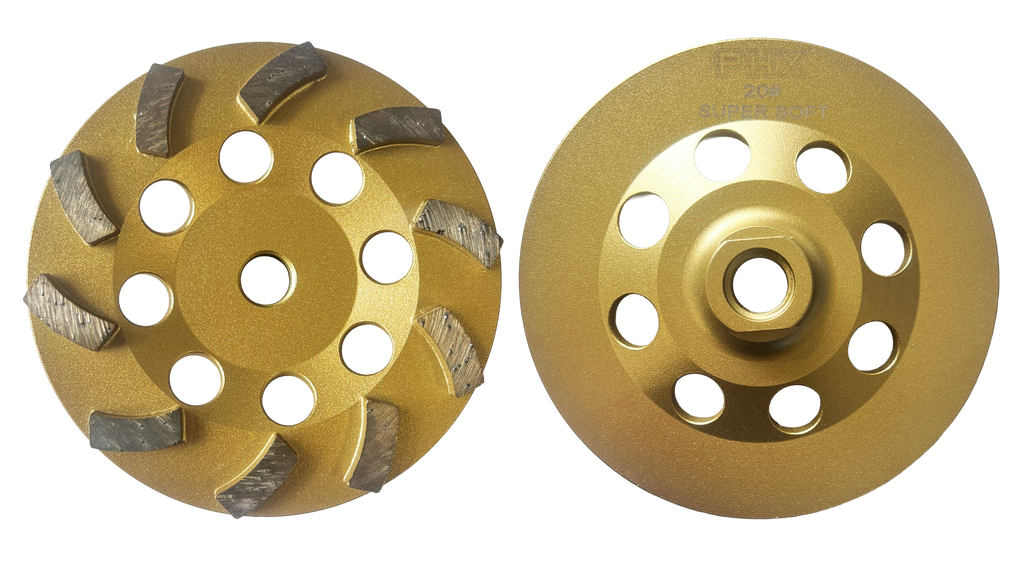 5" Swirl Cup Wheel,20# Super Soft, Threaded